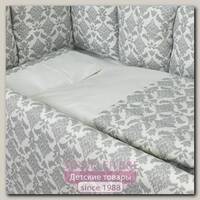 Комплект постели для круглой и овальной кроватки Marele Дамаск Серый 46107-ов, 18 предметов